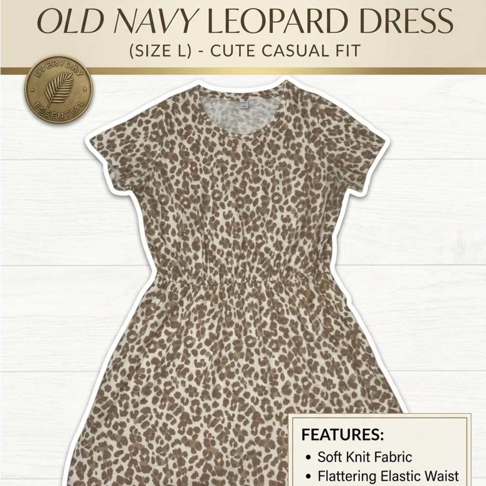 Old Navy Leopard Print Knit Dress - Brown & Cream